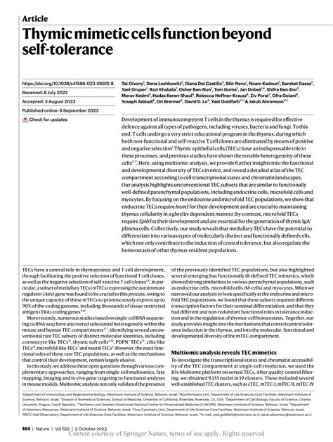Thymic mimetic cells function beyond self.